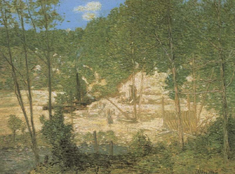 Alden J Weir Buiding a Dam,Shetucket